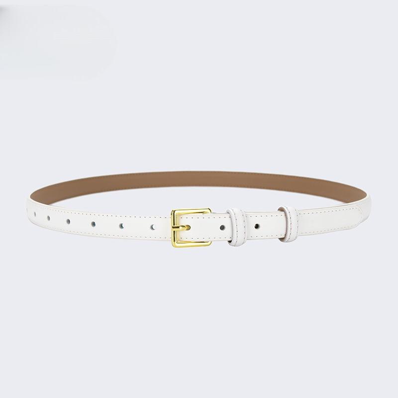 Damen Gürtel, Narren Leder Verzierung mit Rock, Einfacher und Vielseitiger Rindsleder Dornschließe Jeans Gürtel, Damen Schwarz und Dünn Trendig