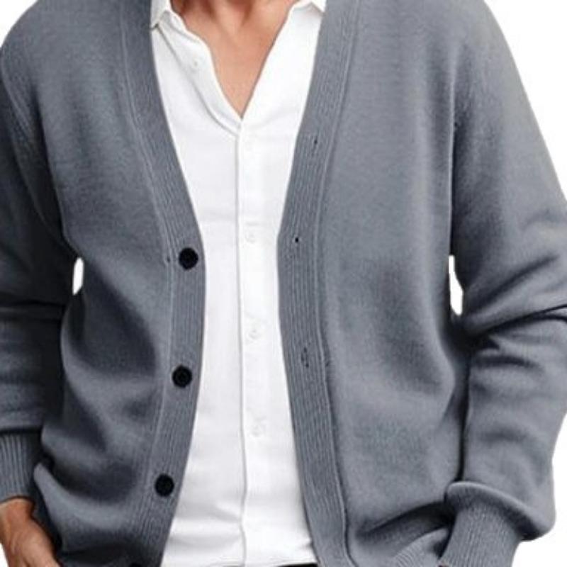Men S Business Casual Loose Long Sleeve V Neck Button Knit Cardigan