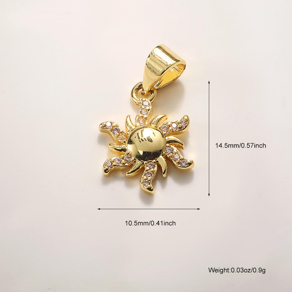 Trendy Sun Pendant Copper Gold-Plated Drip Oil DIY Jewelry: Necklace, Bracelet, Earring Accessories for Women