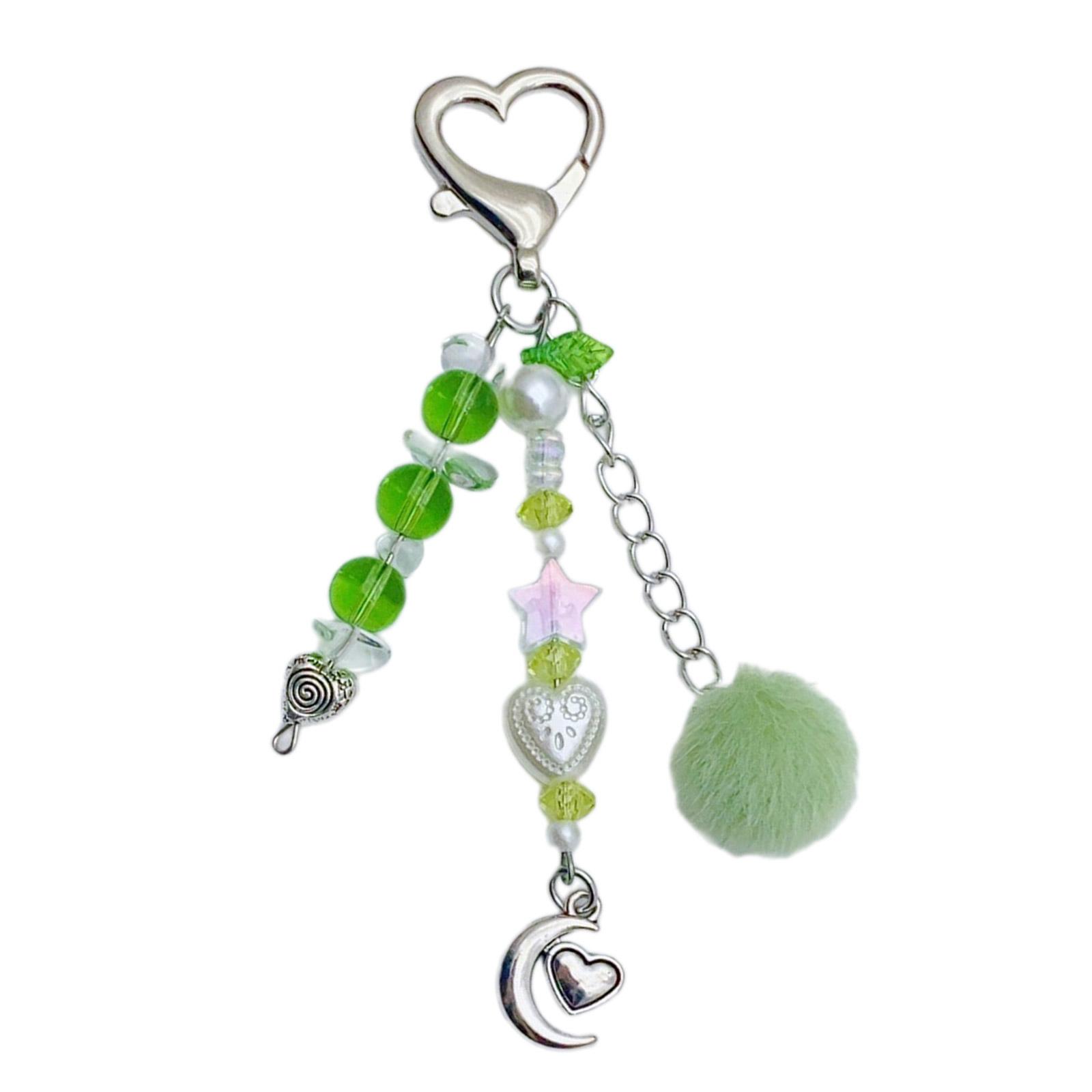 

Модный брелок-подвеска Macaron Color Moon из прочной шерсти с бусинами, портативный для стильных девушек и подростков зелёный