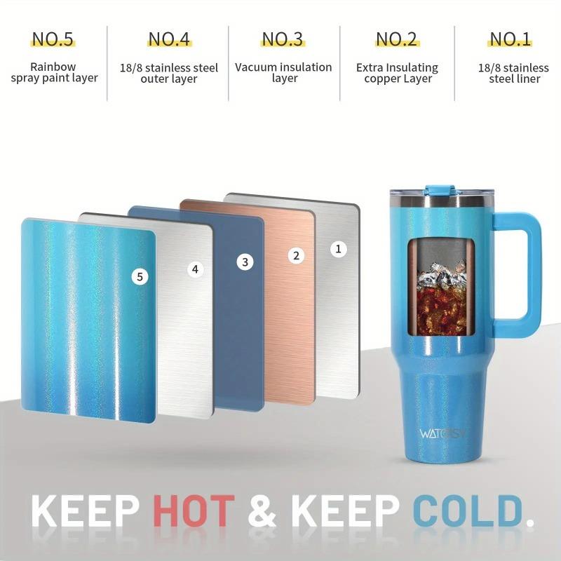 40oz Tumbler With Handle Straw 30oz Stainless Steel Thermal Water Bottle Double Wall Vacuum Insulated Cup Portable Car Mug Gifts