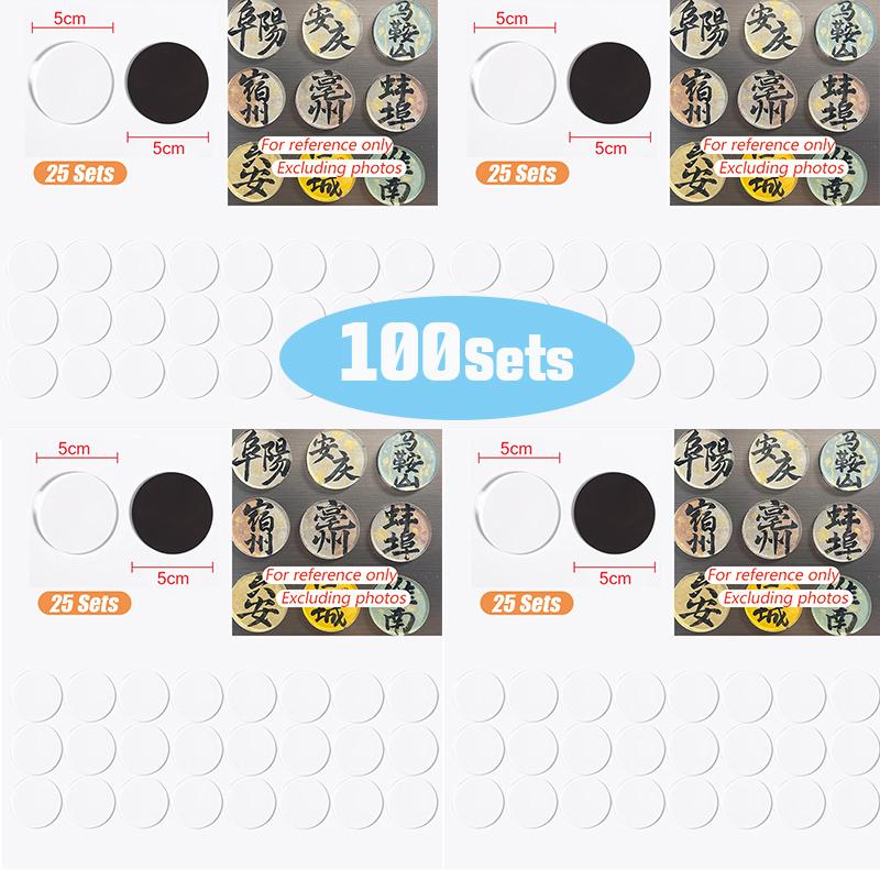 50-100Sets DIY Refrigerator Magnetic Craft Kit with Adhesive Backing Magnets Transparent Acrylic Creative Home Decor Gift