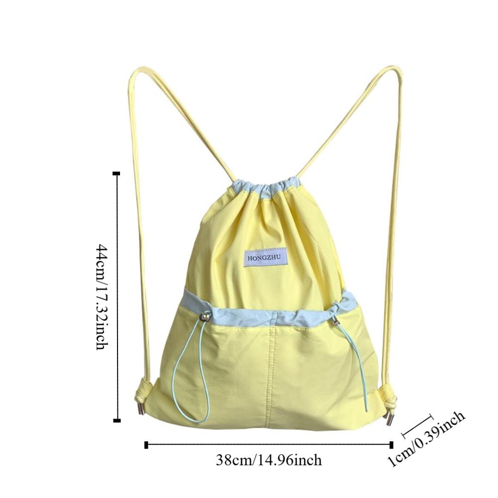 Large Capacity Light Soft Nylon Bag Contrast Color Shoulder Bag Drawstring  Backpacks  Travel