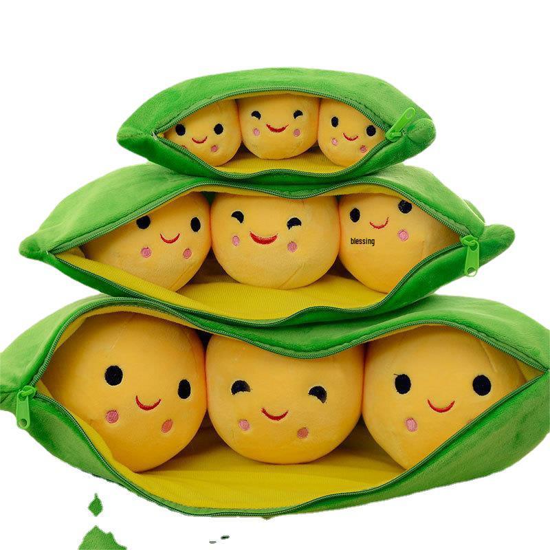 Large Pea Pod Plush Toy - Creative Dutch Bean Doll & Back Support Pillow