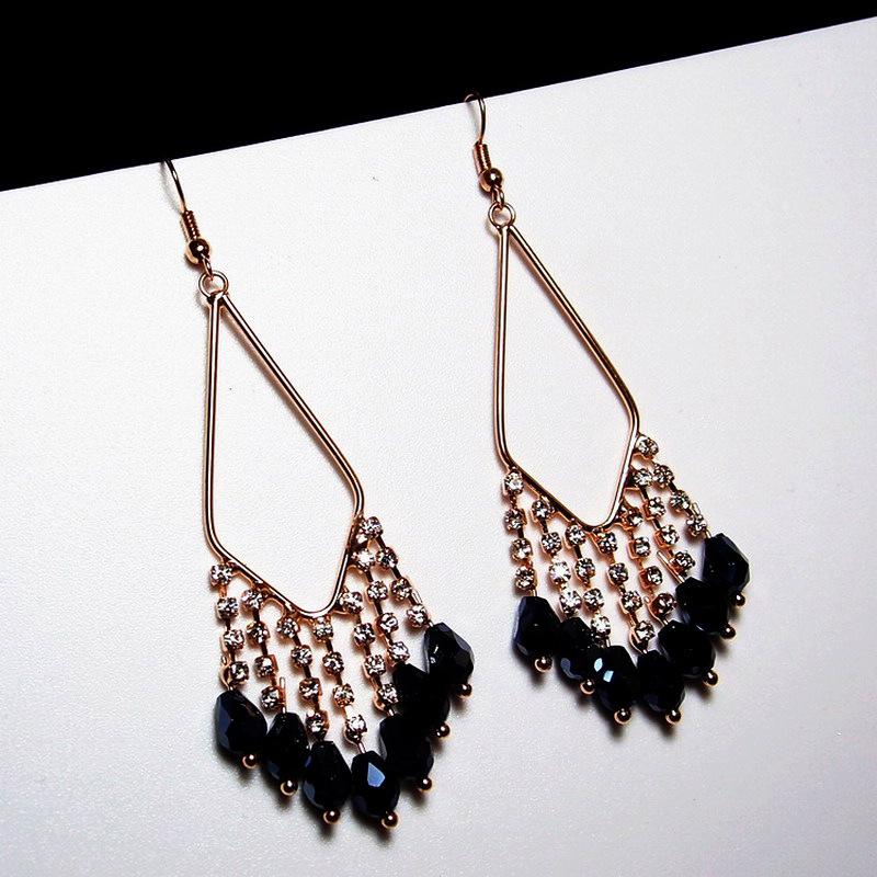 Star Shine Luxury Crystal Earrings Fashion Gala High-end Diamond Earrings Tassel Temperament Earrings