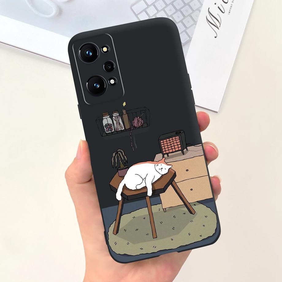 Phone Case For Realme GT Neo2 5G Soft Silicone Coque Funda Cute Cat Moon Night Painting Cover For OPPO Realme GT Neo 2 GTNEO2