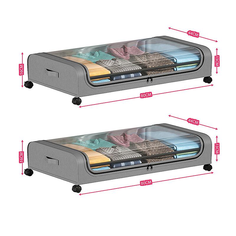 2 шт Изогнутый стиль Большая вместимость Сумка для хранения под кроватью на колесиках и с крышкой Контейнеры для спальни для одежды обуви одеяла игрушек и книг 12890₽