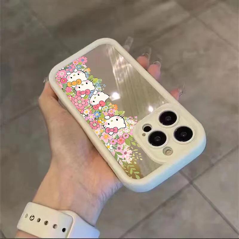 Mirror Makeup Flower Hello Kitty Bracelet Chain Casing For OnePlus 15 13 13T NORD CE 6 5 4 2 3 Lite ACE 3 2 12 11 10R 8T 5G Case