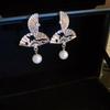 Silver Needle Retro Flower Pearl Earrings French Niche Stud Earrings Light Luxury High-end Earrings Women