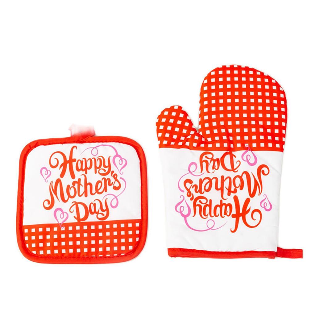 Kitchen Microwave Insulation Gloves with Mat Heat Resistant Baking Gloves Cooking Baking Gloves Oven Mitts Enduring