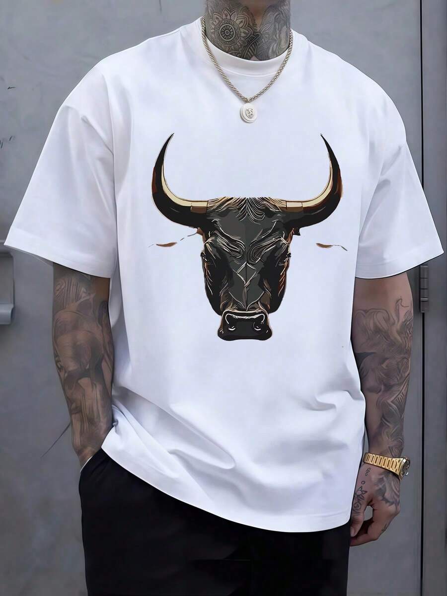 

Fierce Bull Head Graphic Symbolizing Strength Resilience And Determination Stylish Unisex s Casual T-shirt For Streetwear Fashion XXL