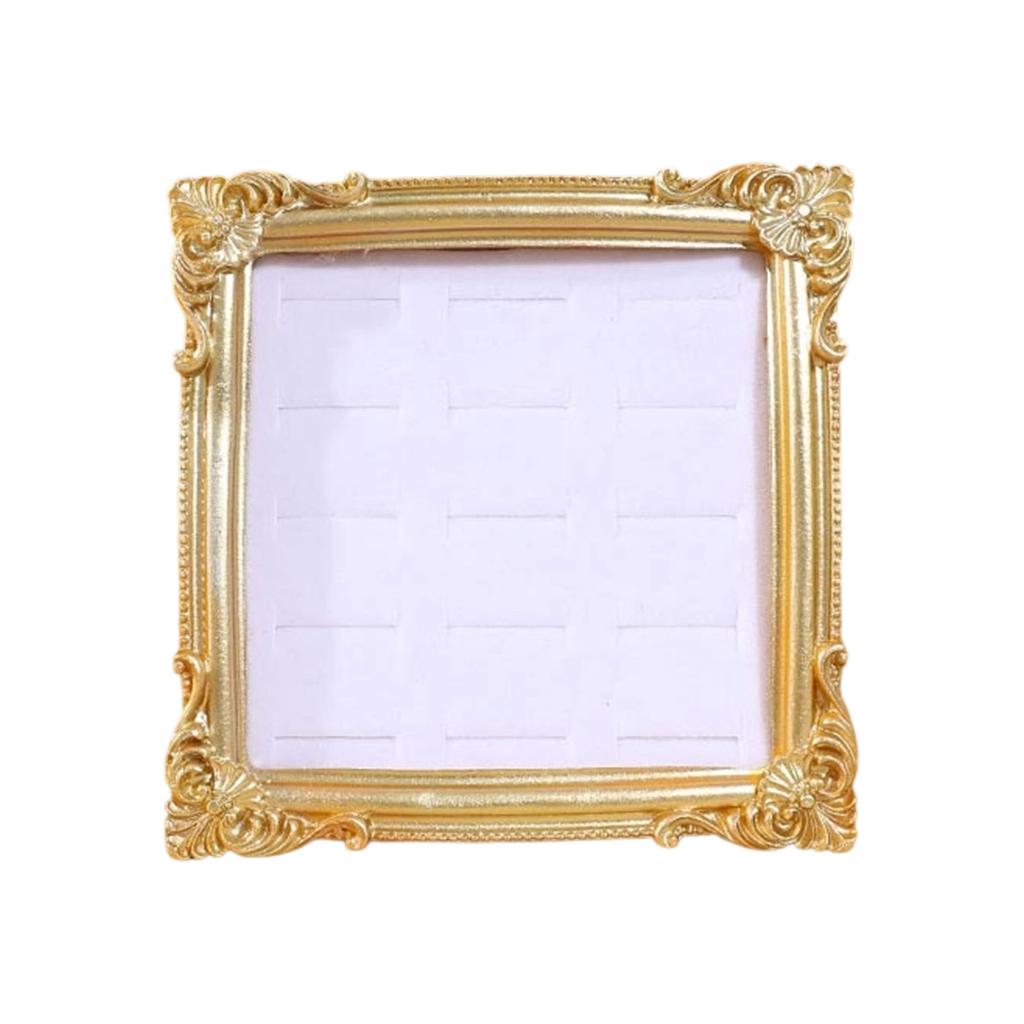 Multipurpose Golden Resin Earring Holder Jewelry Organizers Photo Frame Display For Retail Display