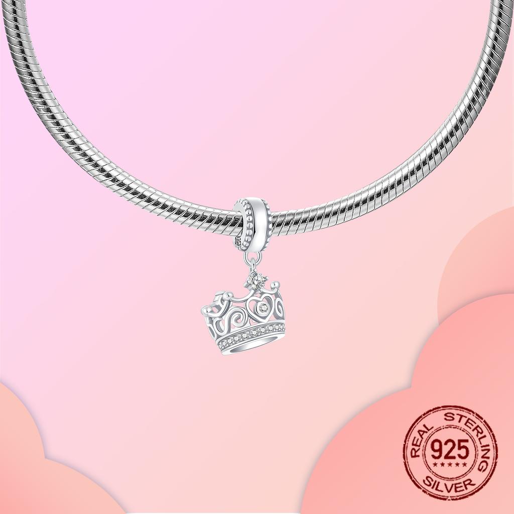 copper Crown Infinity Symbol Heart Dangle Pendant Charm Compatible With 4MM Hole Diameter Bracelets Do It Yourself Bead Ms Jewellery Gift