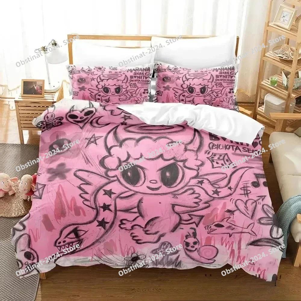 Karol G Manana Sera Bonito Bichota Bedding Set Printed Duvet Cover Sheet Pillowcase Bed Soft Quilt Cover Full Queen King Size