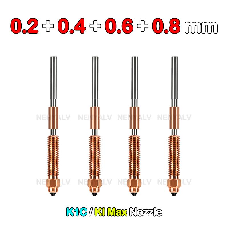 For Creality K1 Max K1C K2 SE Ender-3 V3 Quick-Swap Nozzle 0.2/0.4/0.6/0.8mm Hardened Steel Nozzle Upgraded High-Speed Printing