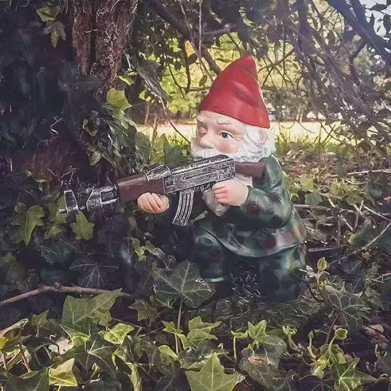 3 Pieces Funny Army Gnome Garden Statue Resin Desktop Lawn Ornament Dwarf Statue for Outdoor Garden Decoration 2025 New 15CM