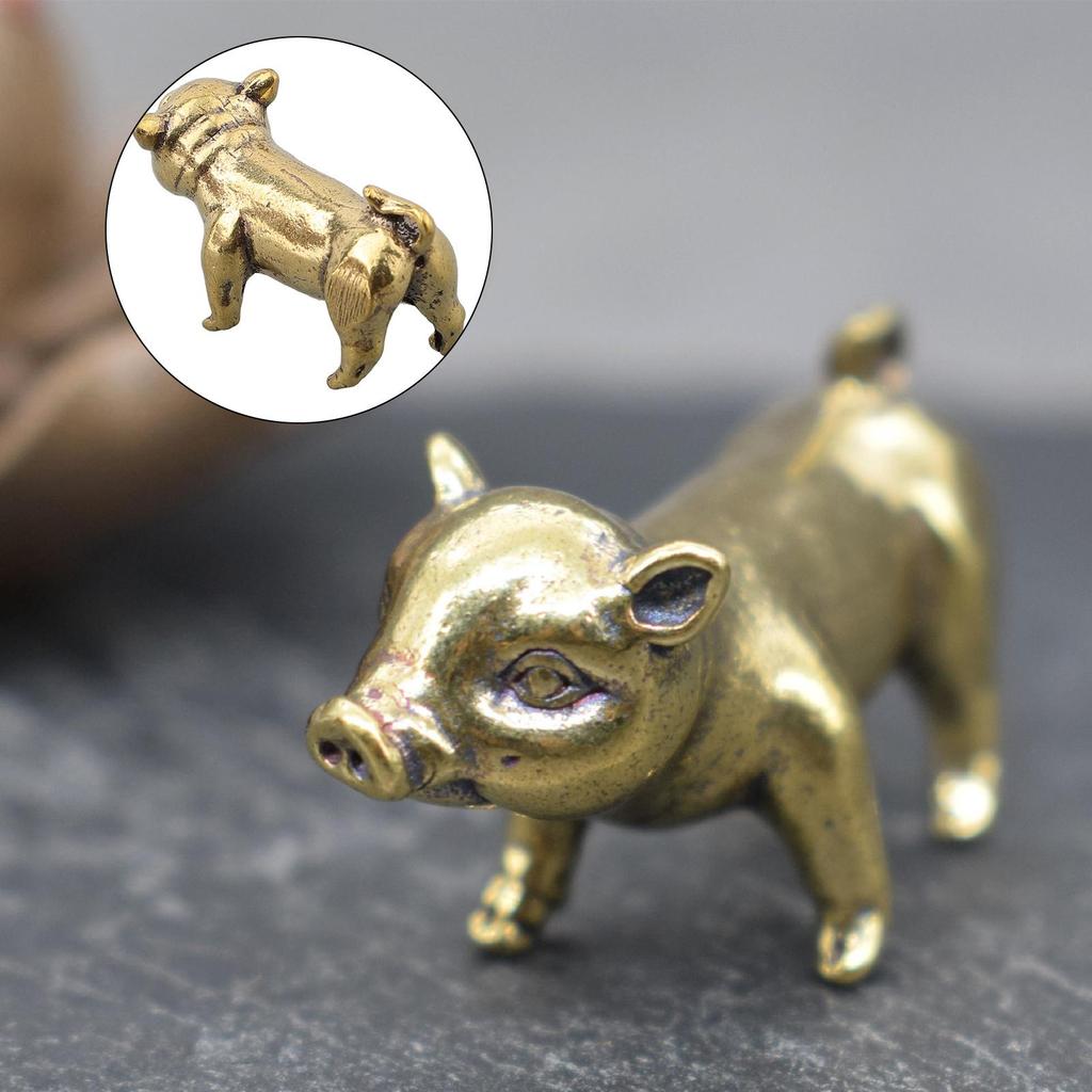 Brass Metal Pig Pendant Chinese For Zodiac Animal Ornament Pure Copper Craft with Fine Workmanship for Cultural Display