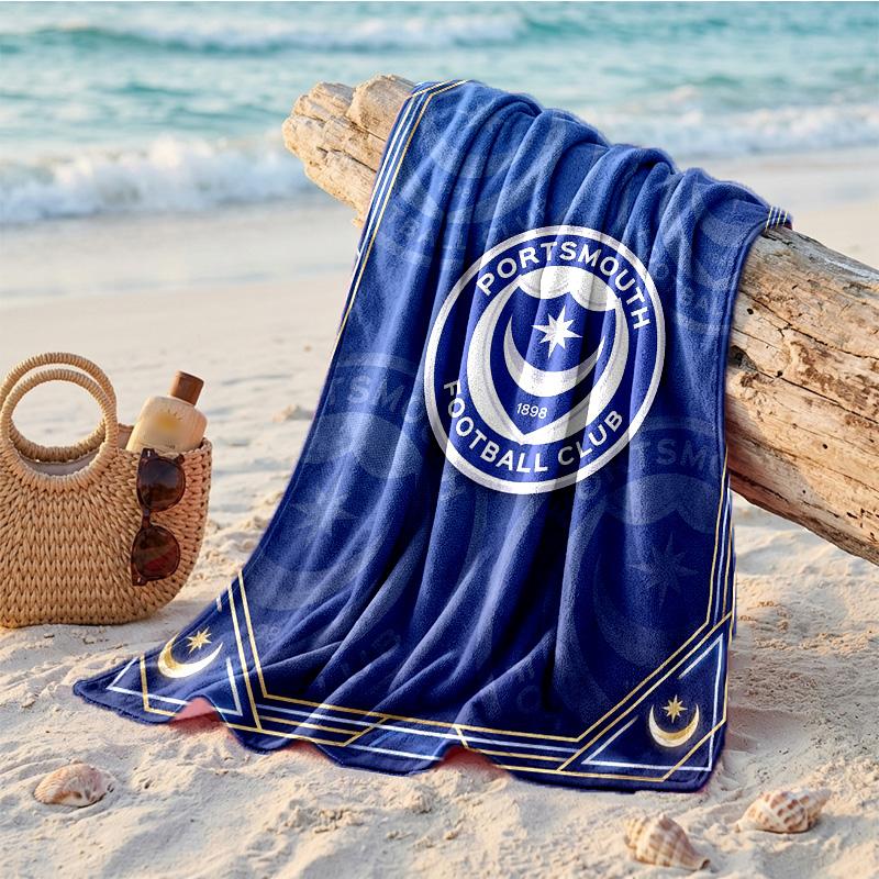 Portsmouth FC Print Microfiber Beach Towel Quick Dry Absorbent Large Towel For Beach Swimming Travel