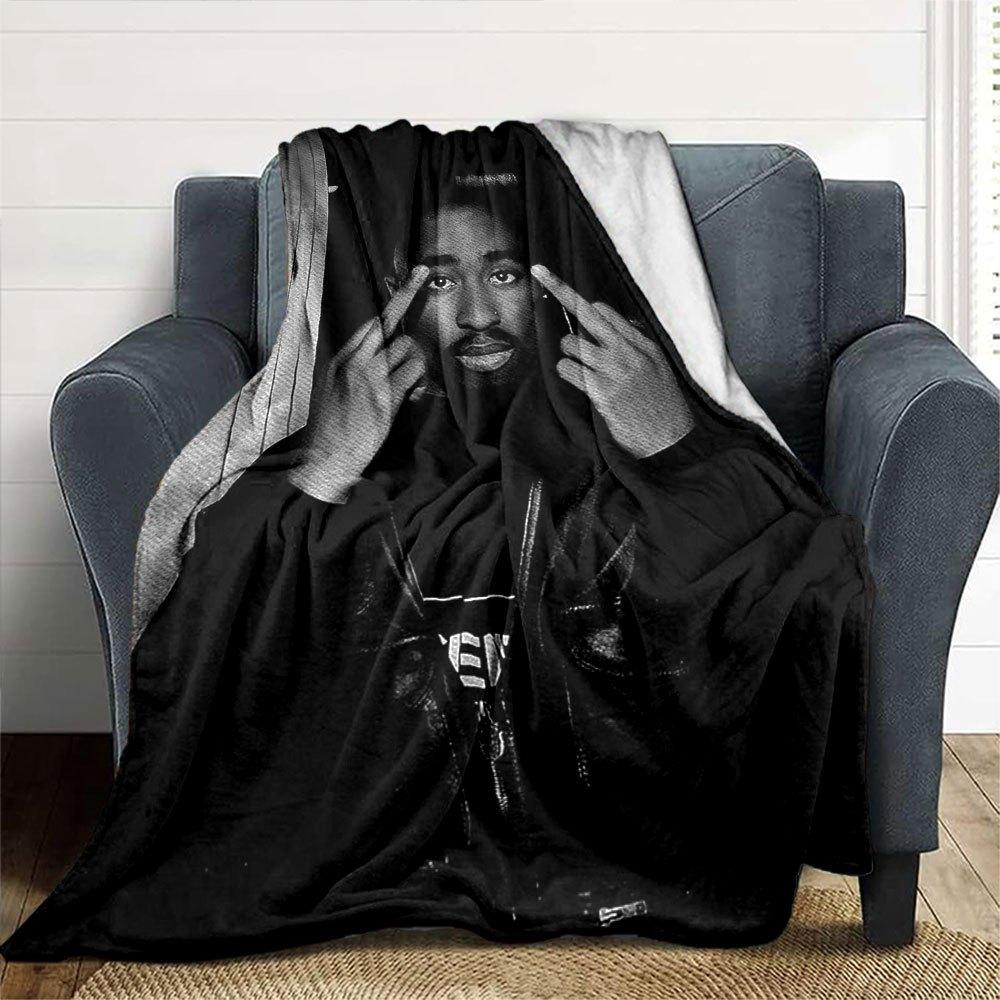 1ks 2Pac Hip Hop Deky Měkká Lehká Pro Všechna Roční Období Víceúčelový Přehoz na Pohovku, Postel, do Kanceláře & na Pikniky, Francouzský Styl s Ikonickým Obalem Alba & Citáty