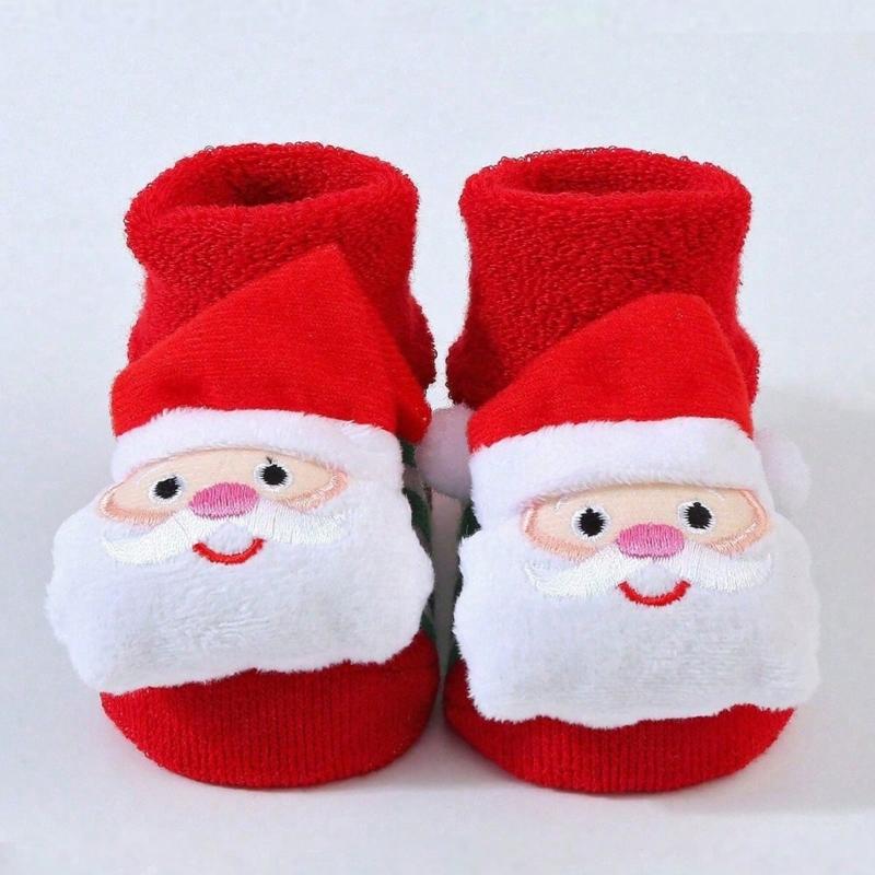 Terry Socks for Infants 0-12 Months Christmas Pattern Warm Cotton Socks Warm & Protective Socks for Indoor & Outdoor Use