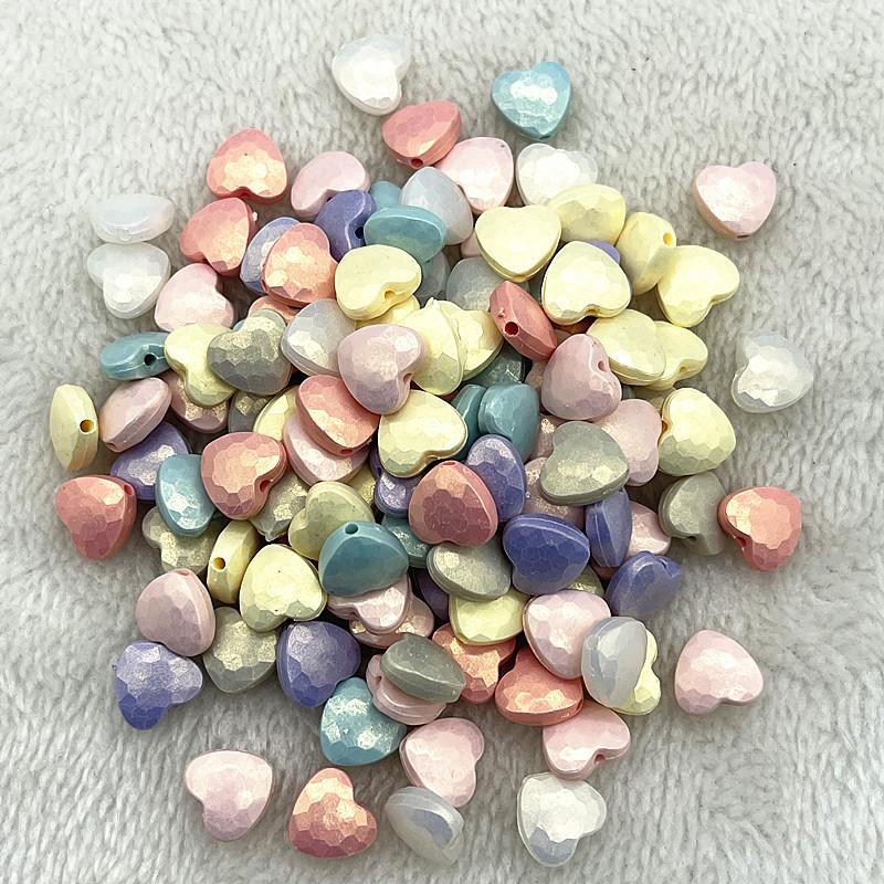 30pcs 11mm Colourful Heart Shape Acrylic Loose Spacer Beads for Jewelry Making DIY Handmade Bracelets Accessories