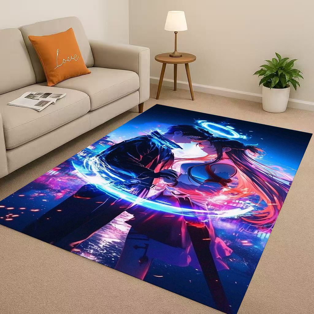 3D Sword Art Online SAO Cartoon Kirito Yuuki Asuna Living Room Non-Slip Area Rug Soft Carpet for Bedroom Sofa,Home Decor Doormat