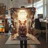 1PC Cute animals Print Flannel Blanket, High quality Comfortable for All Seasons, Home Decor, Warmth and Comfort