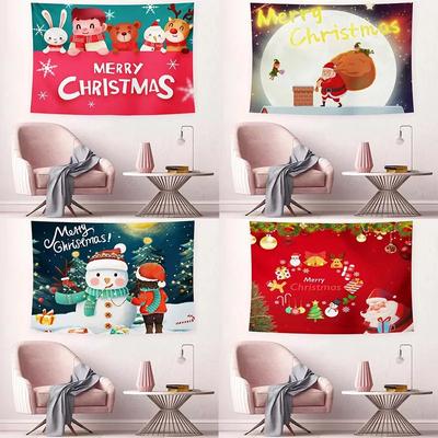 Christmas Cartoon Santa Claus Tapestry Home Living Room Bedroom Wall Decoration Tapestry