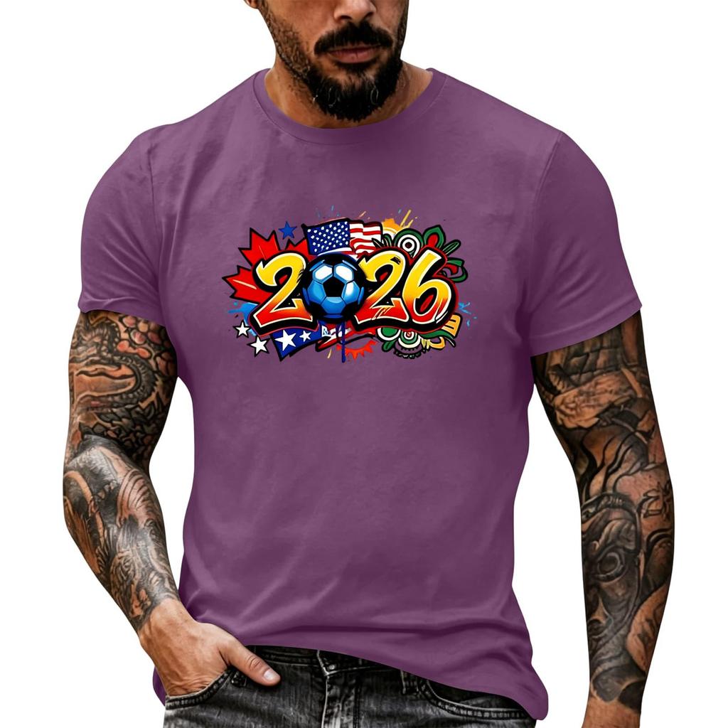Men’s Loose Fit 2026 Printed Crew Neck Short Sleeve T Shirt Oversized tshirts for men big and tall shirts for men mens polo shirts short sleeve