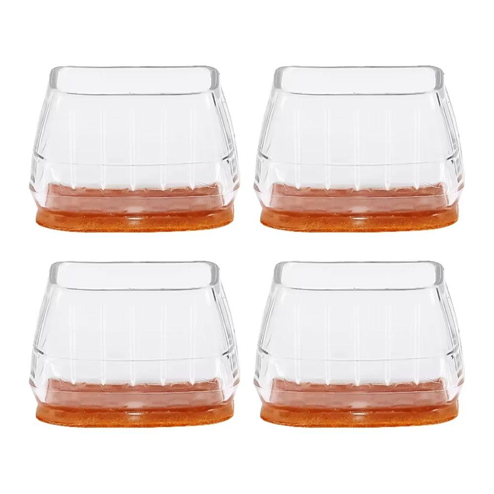 4pcs Noise Prevention Chair Leg Protector Thicked Scratch-proof Leg Cover Silicone  Furniture Pads