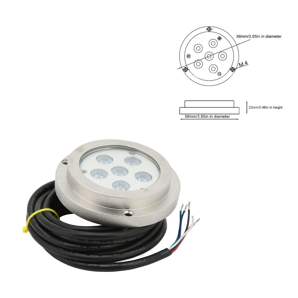 3.8in Boat Underwater Light 316 Stainless Steel IP68 Waterproof Strong Sealing for Ships Yachts Motorboats Boat Underwater Light