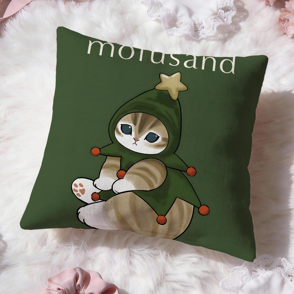 Cute M-MofusandS Cushion Cover Premium Comfort Reversible Pillow Cove -Two in One Design for Any Room & Car Interior
