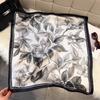 Korean version of fresh green leaf flower imitation silk square scarf spring and summer new commuting atmosphere versatile decorative silk scarf 71x71