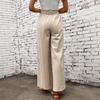 Cotton Pants High Waist Adjustable Knotted Commuter Wide Leg Trousers Casual Trousers Drape Trousers Women's Summer