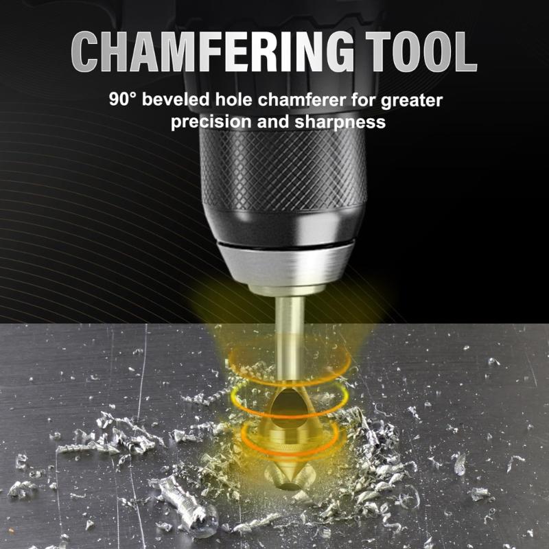 4pcs High Speed Steel Chamfer Tool Drill Bit Coated For Accuracy Countersinking In Metalworking & Carpentry