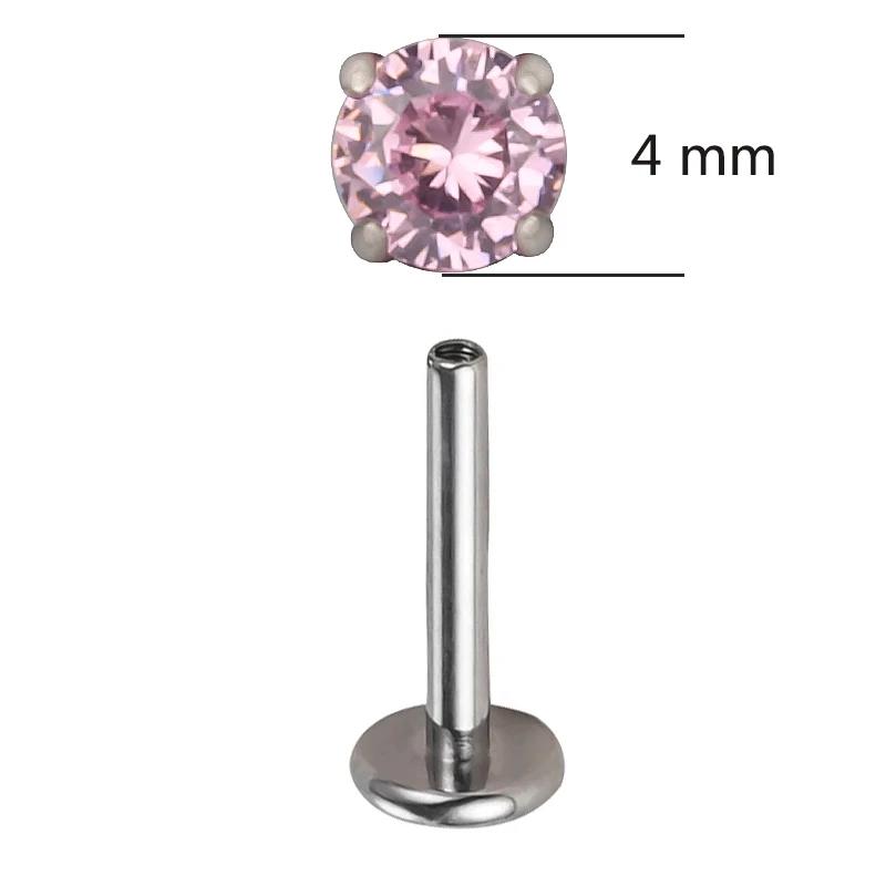 ASTM F136 Titanium PIERC Ear Lip Studs with circular CZ Top Labret Nose Stud Threaded Earrings Multi size Body Piercing Jewelry