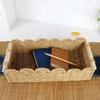 Rectangular Paper Rope Storage Basket Handmade Handwoven Toilet Paper Storage Basket Decorative Scalloped Edge