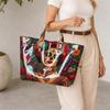 Tag der Toten Schädel Blumenmuster Damen Tragetasche, Mexikanischer Stil Glänzendes PVC Große Kapazität Handtasche für Festival Reise Tägliche Nutzung
