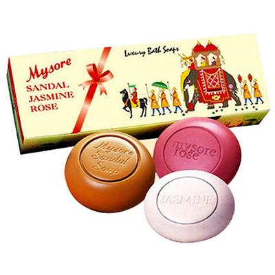 Săpun solid Mysore Sandal Jasmine și Rose 450 g (150X3) Pachet de 1 Săpun Parfumat de Baie Pentru Curățarea Zilnică și Rutina de Îngrijire Revigorantă a Pielii