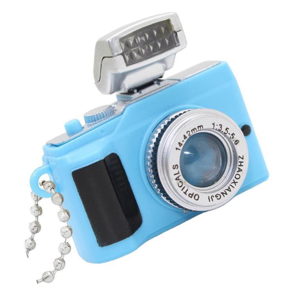 Simulation Camera Keychain with LED Light and Sound 5cm Beaded Chain Pendant for Night Visibility and Interactive Play