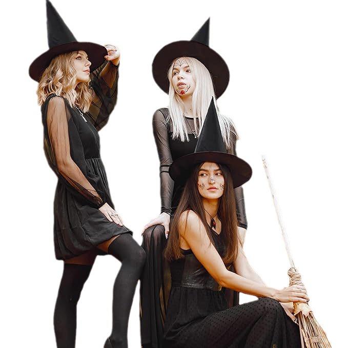 Pălărie de Vrăjitor de Halloween din Tafta Neagră - Recuzită Costum Vrăjitoare Magică