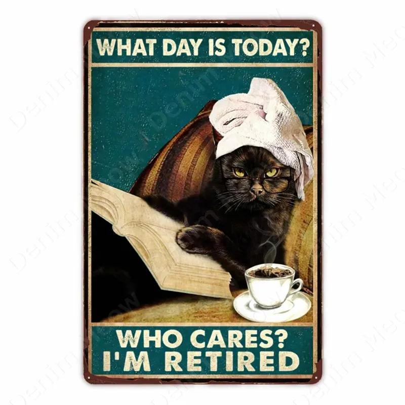 Black Cat Vintage Tin Signs, Funny Metal Art Poster, Wall Decor, Home, Bar, Pub, Cafe, Farm, Bathroom, I Hate Everyone