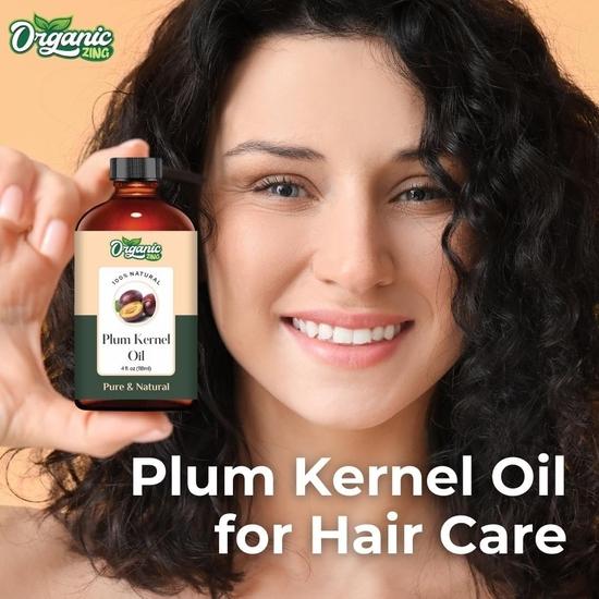 Organic Zing Plum Kernel (Prunus Domestica) Oil | Pure & Natural Carrier Oil Haircare, Skincare & Massage - 118ml/3.99fl Oz