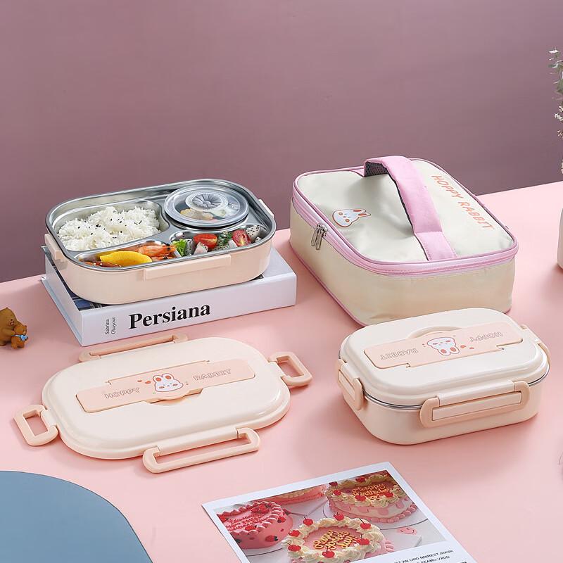 Ruhan Rabbit Double-Layer Stainless Steel Bento Box with Insulated Bag
