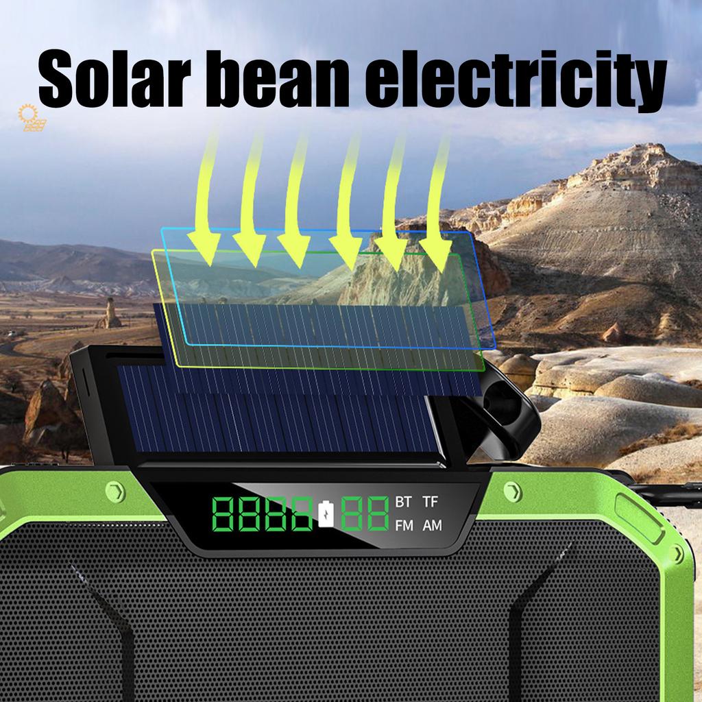 Multifunction Solar Radio Offering Hand Cranks USB C Charging FM AM Reception SOS Alarm IPX5 Protections for Hiking Trip