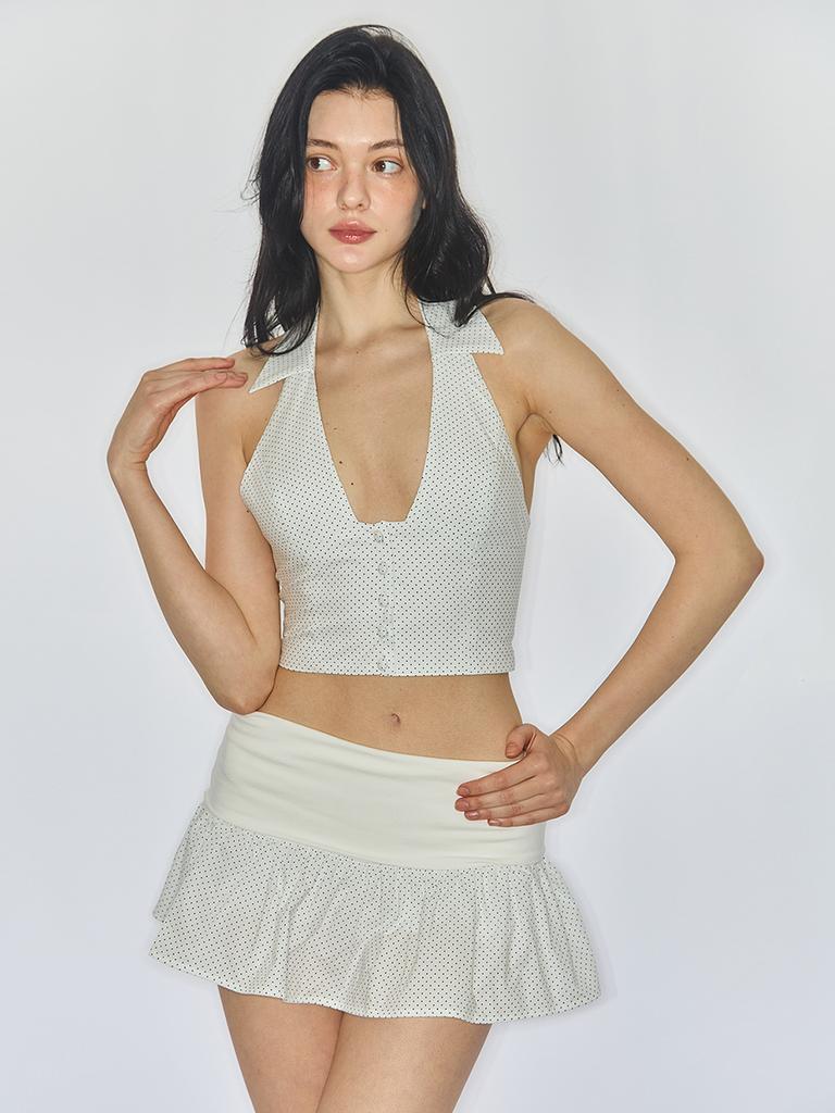Yuhili Shirring Mini Skort / Ivory