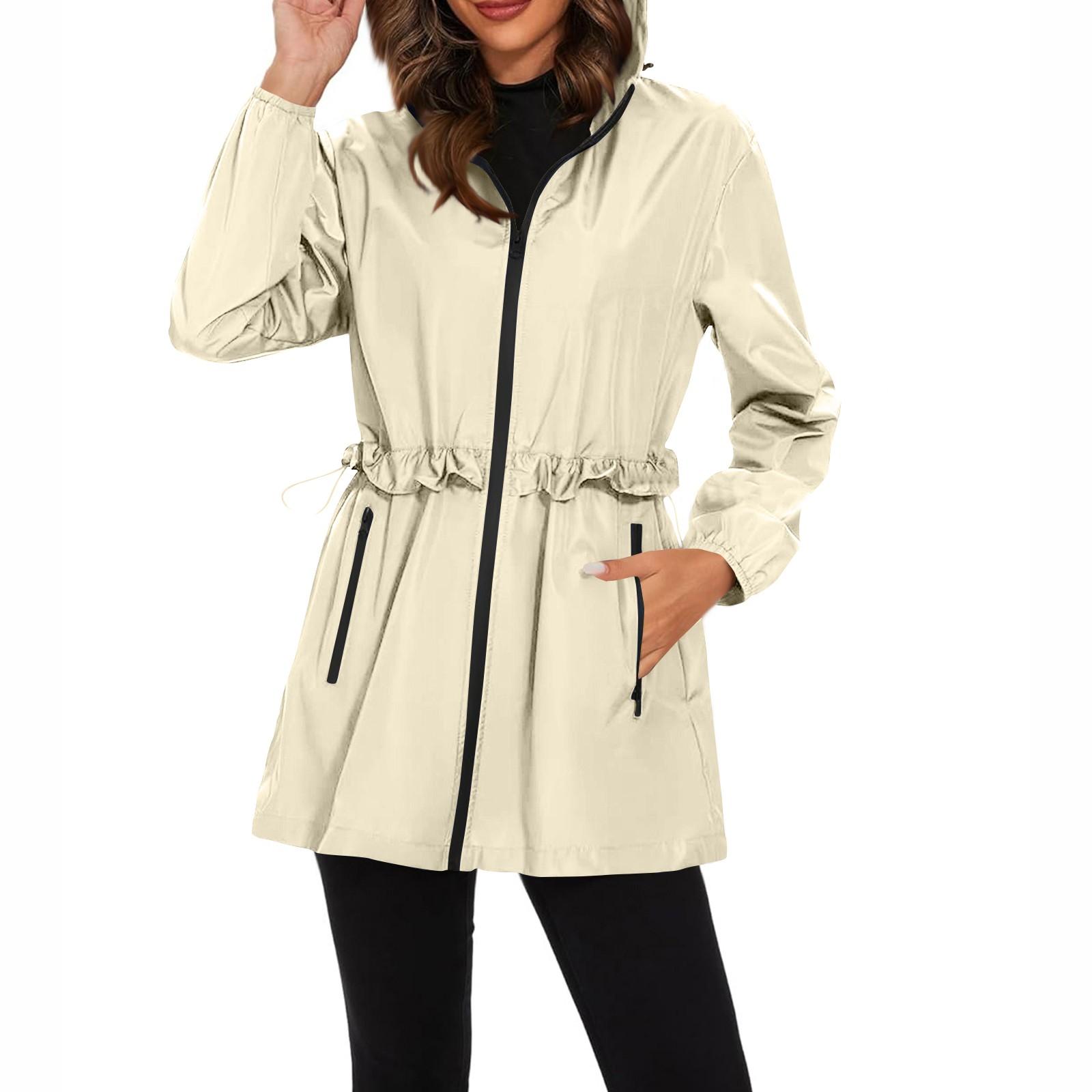 

Женский плащ с капюшоном, походный костюм для занятий спортом на открытом воздухе, ветрозащитная куртка, водонепроницаемая куртка, топ M бежевый