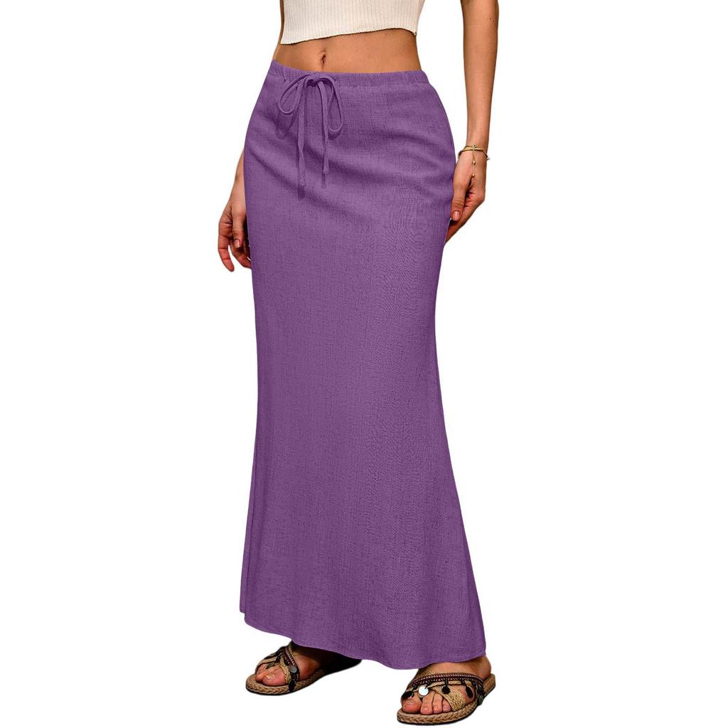 European and American Women's Solid Color Drawstring Waist Multi-color Half Skirt