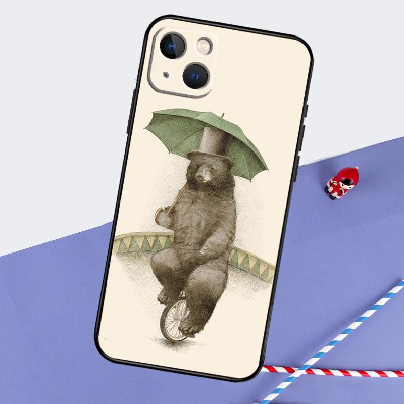 

Cute Cartoon Bear Phone Case For iPhone 16 Pro 15 Pro 11 12 13 14 Pro Max Mini XR 16e 15 16 Plus Cover Shell iPhone 15 Plus