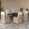 VidaXL 7-Piece Garden Dining Set with Cushions, Table and Chairs with Adjustable Backrest, Outdoor Furniture, 3212807